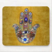 Hamsa harten bloemen Opal Art over goud Muismat (Voorkant)