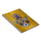 Hamsa harten bloemen Opal Art over goud Notitieboek (Rechterzijde)