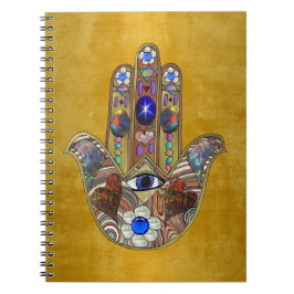 Hamsa harten bloemen Opal Art over goud Notitieboek