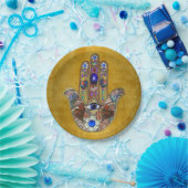 Hamsa harten bloemen Opal Art over goud Papieren Bordje (Feest)