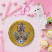 Hamsa harten bloemen Opal Art over goud Papieren Bordje (Feest)