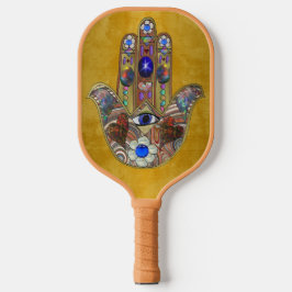 Hamsa harten bloemen Opal Art over goud Pickleball Paddle