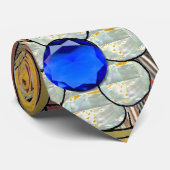 Hamsa harten bloemen Opal Art over goud Stropdas (Opgerold)