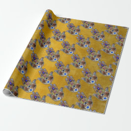 Hamsa Harten Bloemen Opal Kunst op Goud Cadeaupapier