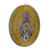 Hamsa Harten Bloemen Opal Kunst op Goud Dartbord (Voorkant Links)