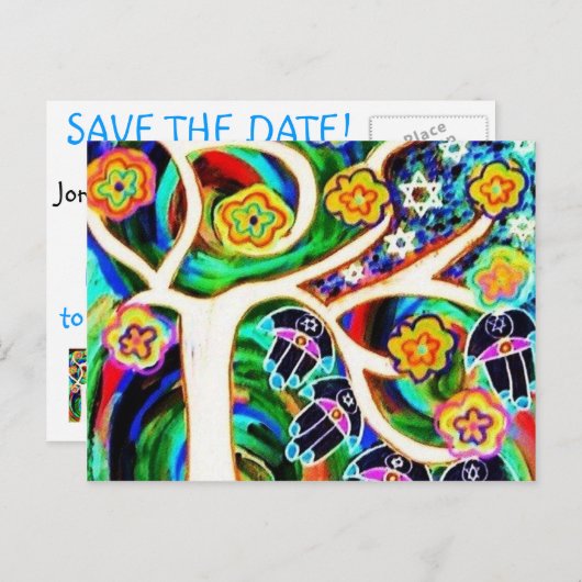 Hamsa Ivory Tree of Life - Red de datum Aankondigingskaart (Voorkant / Achterkant)