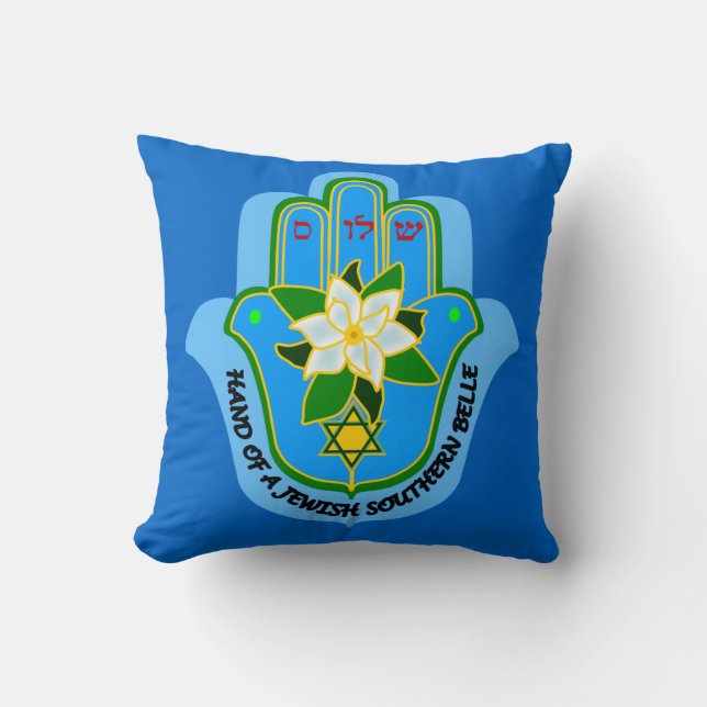 Hamsa Jewish Southern Belle pillow & Shalom y'all Kussen (Voorkant)