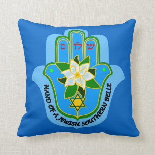 Hamsa Jewish Southern Belle pillow & Shalom y'all Kussen