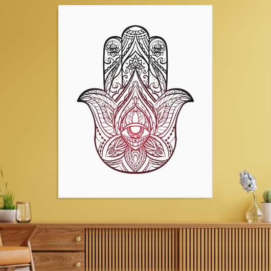 Hamsa met boho-patroon canvas afdruk (Insitu (Woonkamer))