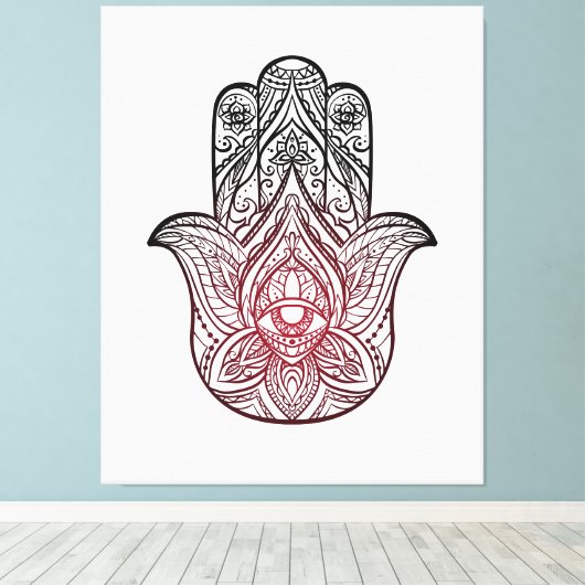 Hamsa met boho-patroon canvas afdruk (Insitu (Houten vloer))