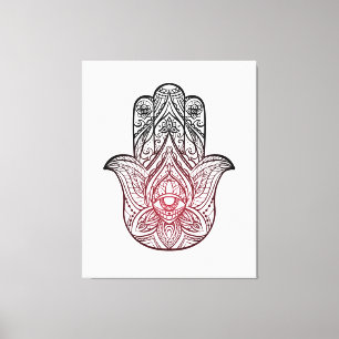 Hamsa met boho-patroon canvas afdruk