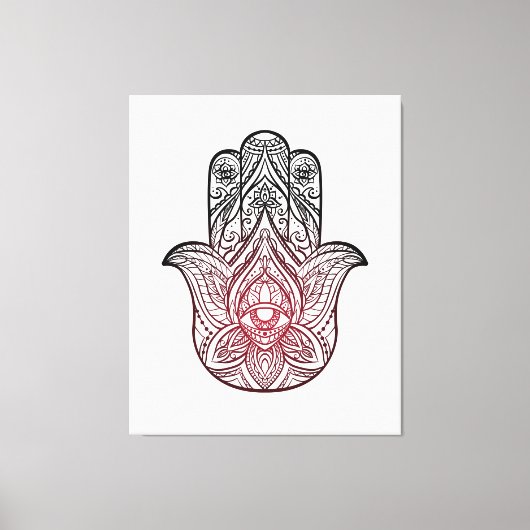 Hamsa met boho-patroon canvas afdruk (Voorkant)