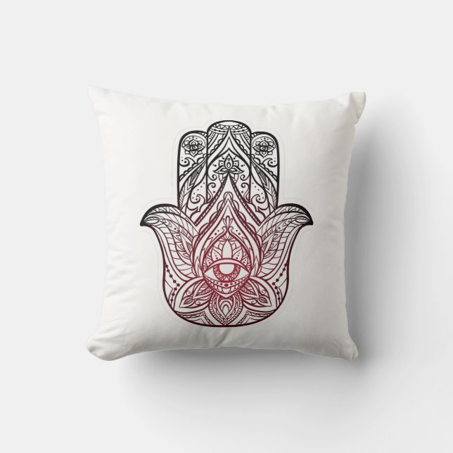 Hamsa met boho-patroon kussen (Voorkant)