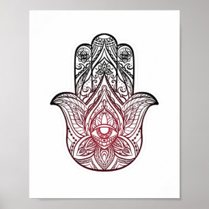 Hamsa met boho-patroon poster