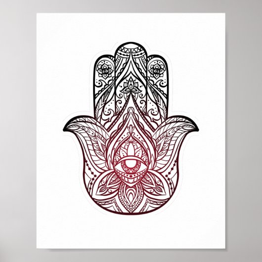 Hamsa met boho-patroon poster (Voorkant)
