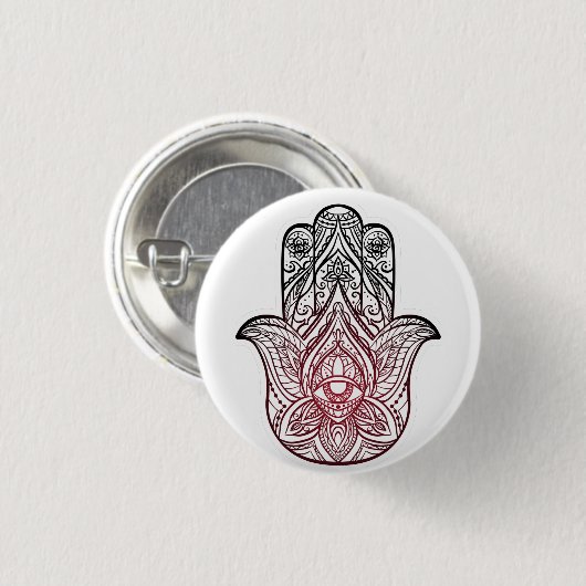 Hamsa met boho-patroon ronde button 3,2 cm (Voorkant /achterkant)