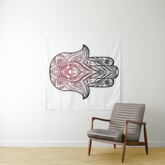 Hamsa met boho-patroon wandkleed (In Situ (horizontaal))