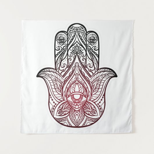 Hamsa met boho-patroon wandkleed (Voorkant)