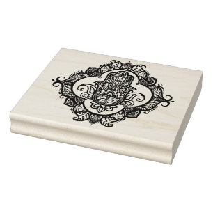 Hamsa met etnisch siermateriaal rubberstempel