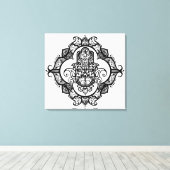 Hamsa met etnische Ornamenten doedel 6 Canvas Afdruk (Insitu (Houten vloer))