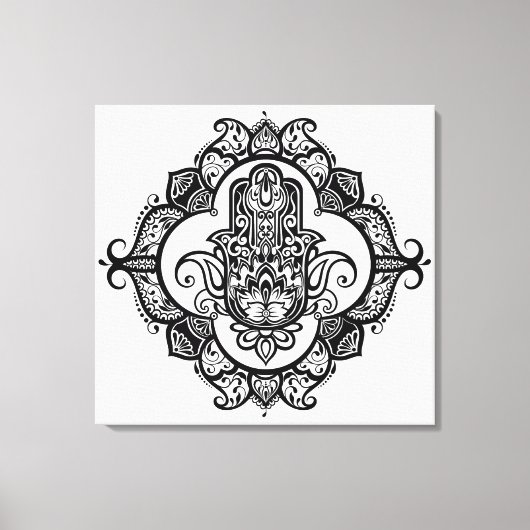 Hamsa met etnische Ornamenten doedel 6 Canvas Afdruk (Voorkant)