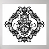 Hamsa met etnische Ornamenten Doodle 2 Poster (Voorkant)