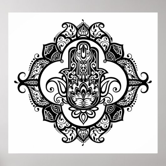 Hamsa met etnische Ornamenten Doodle 2 Poster (Voorkant)