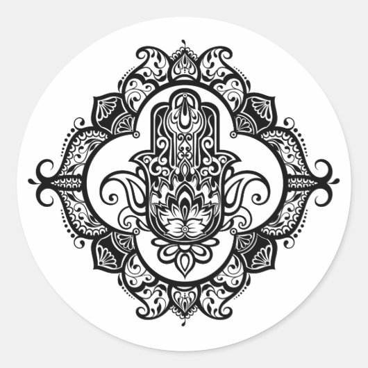 Hamsa met etnische Ornamenten Ronde Sticker (Voorkant)