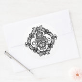 Hamsa met etnische Ornamenten Ronde Sticker (Envelop)