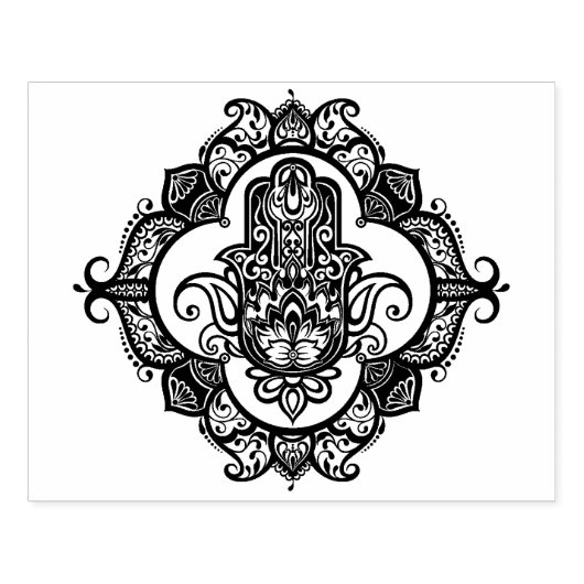 Hamsa met etnische Ornamenten Rubberstempel (Afrduk)