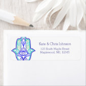 Hamsa ontwerp herrun adres label-blues etiket (Insitu)