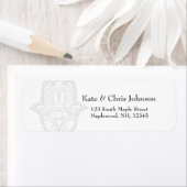 Hamsa ontwerp herrun adres label-grijs etiket (Insitu)