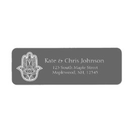 Hamsa ontwerp herrun adres label-grijs etiket