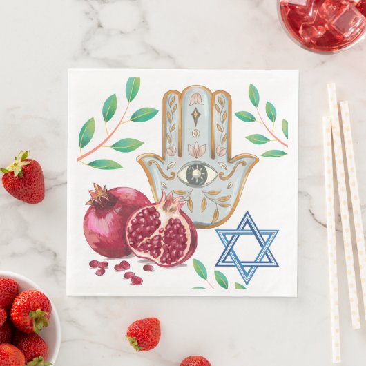 Hamsa Pomegranate Star van David Jewish Celebratio Servet (Insitu)