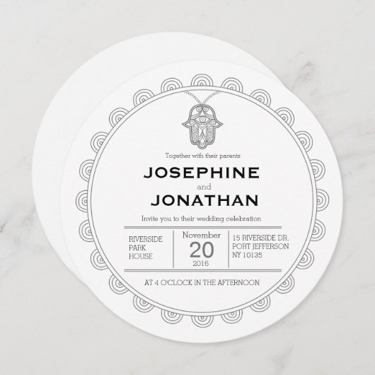 hamsa - ronde - uitnodiging (Voorkant / Achterkant)