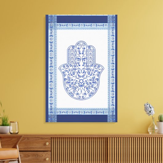 hamsa * tunis * marokko * henna * blue canvas afdruk (Insitu (Woonkamer))