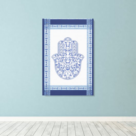 hamsa * tunis * marokko * henna * blue canvas afdruk (Insitu (Houten vloer))