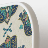 Hamsa Turquoise Blue Modern Mandala Pickleball Paddle (Links Detail)