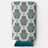 Hamsa Turquoise Blue Modern Mandala Seltzer Blikjeskoeler (Achterkant)