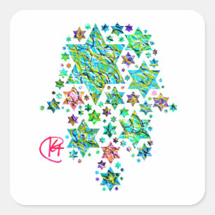 Hamsa van Joodse sterren Vierkante Sticker