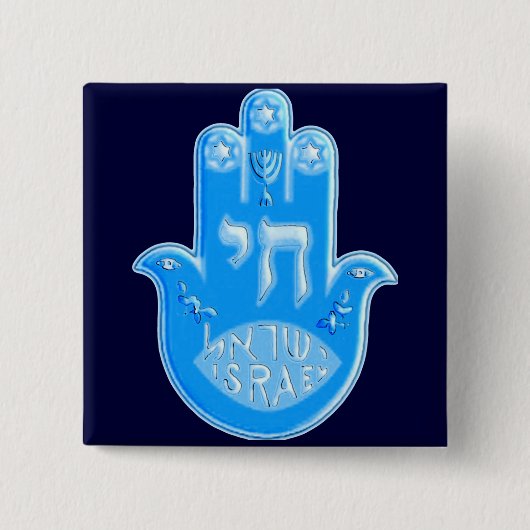 Hamsa Vierkante Button 5,1 Cm (Voorkant)