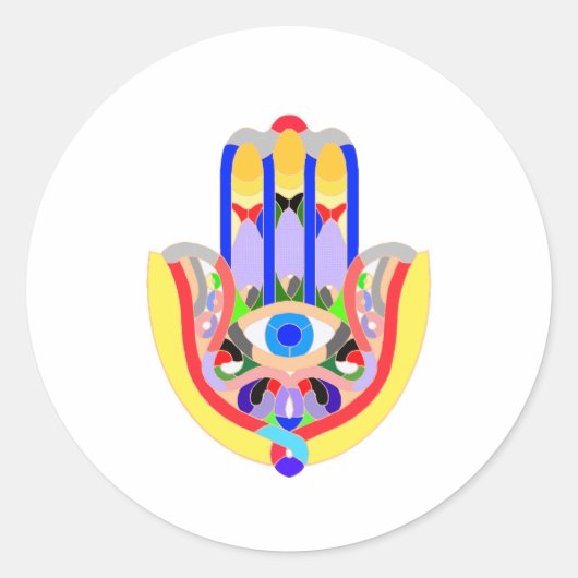 Hamsa - zeer kleurrijk ronde sticker (Voorkant)