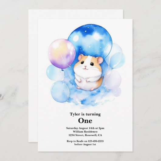 Hamster 1e verjaardag kaart (Voorkant / Achterkant)