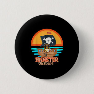 Hamster aan boord van de piraat Funny I Love Hamst Ronde Button 5,7 Cm