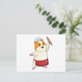 Hamster als bakker met deegroller briefkaart (Staand voorkant)