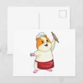 Hamster als bakker met deegroller briefkaart (Voorkant / Achterkant)