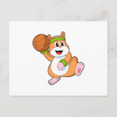 Hamster als basketballer met basketbal briefkaart (Voorkant)