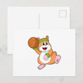 Hamster als basketballspeler met basketbal briefkaart (Voorkant / Achterkant)