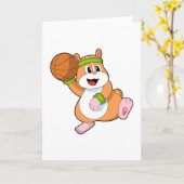 Hamster als basketballspeler met basketbal kaart (Gele Bloem)