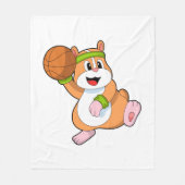 Hamster als Basketballspeler met Basketball Fleece Deken (Voorkant)